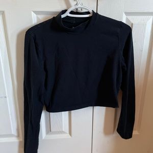 TNA black crop top long sleeve